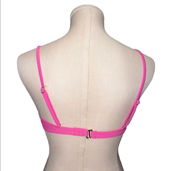 Hula Honey Solid Zipper Bralette Bikini Top Swim Pink Medium NWT - Picture 3 of 8